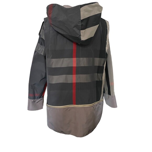 Raincoat Dorman Fashions Hooded Plaid Sz M Zip Snap Closure Pockets Stripes Read - Picture 3 of 13